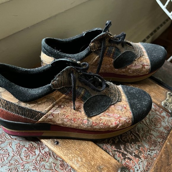 kronkron icelandic wedge trainer sneakers 38/8 marbled cork peices of art
